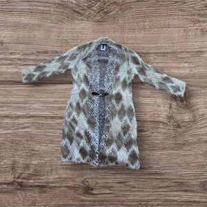 BCBGMAXAZRIA Shaggy Faux Fur Knit Cardigan | Boho Cozy Layer | L